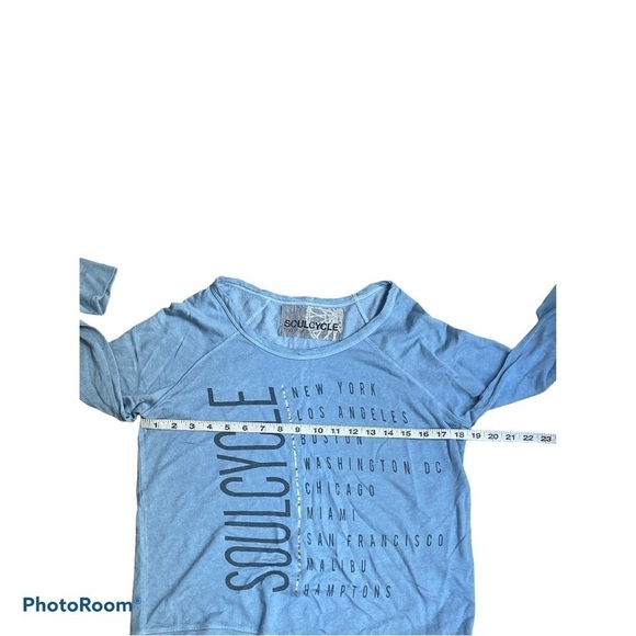 SOUL CYCLE find your soul long sleeve light blue graphic t-shirt size xs - Picture 2 of 5